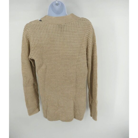 Hooked Up Juniors' Cutout Collar Tan Sweater Small NWT $44 - Picture 4 of 4